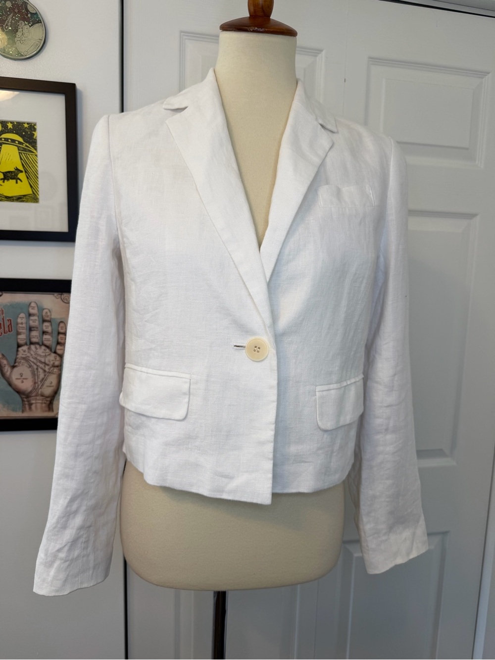 Madewell White Linen Sutter Crop Blazer NWT